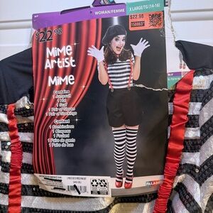 Palamon Kids Mime Artist Costume - Black, White, Red Stripes
